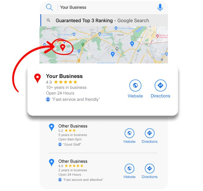 Local business owner comparing Google Maps results and noticing a competitor ranking in the Google Map Pack.